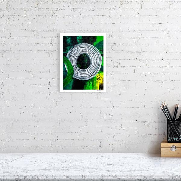 Abstract acrylic painting - Rings of Distant Echoes | Abstract Vertical Art Print | Premium Wall Art for Living Room & Office