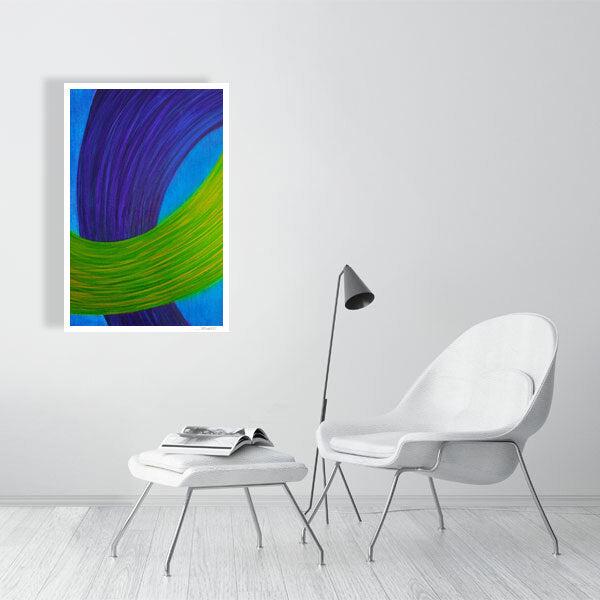 Abstract acrylic painting - Duet of Ribbons | Abstract Vertical Art Print | Premium Wall Art for Living Room & Office