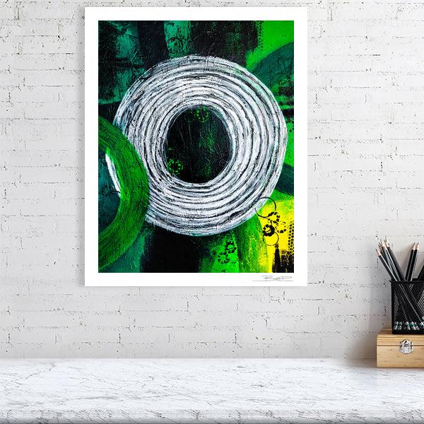 Abstract acrylic painting - Rings of Distant Echoes | Abstract Vertical Art Print | Premium Wall Art for Living Room & Office