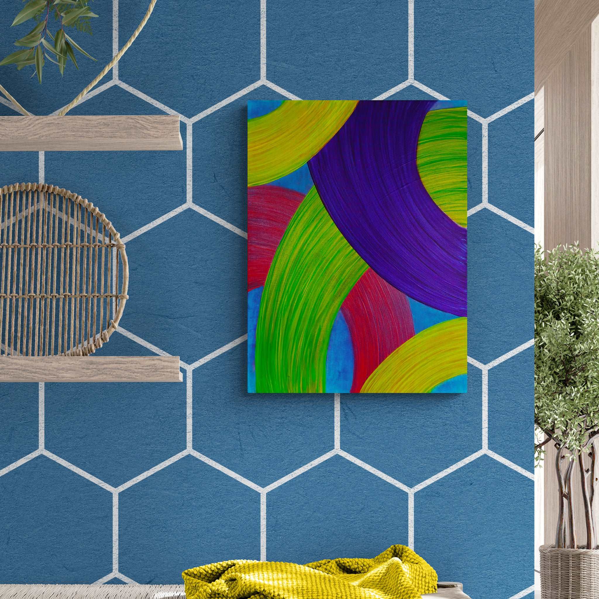 Abstract acrylic painting - "Ballet of Ribbons" - Original Handmade Canvas Painting