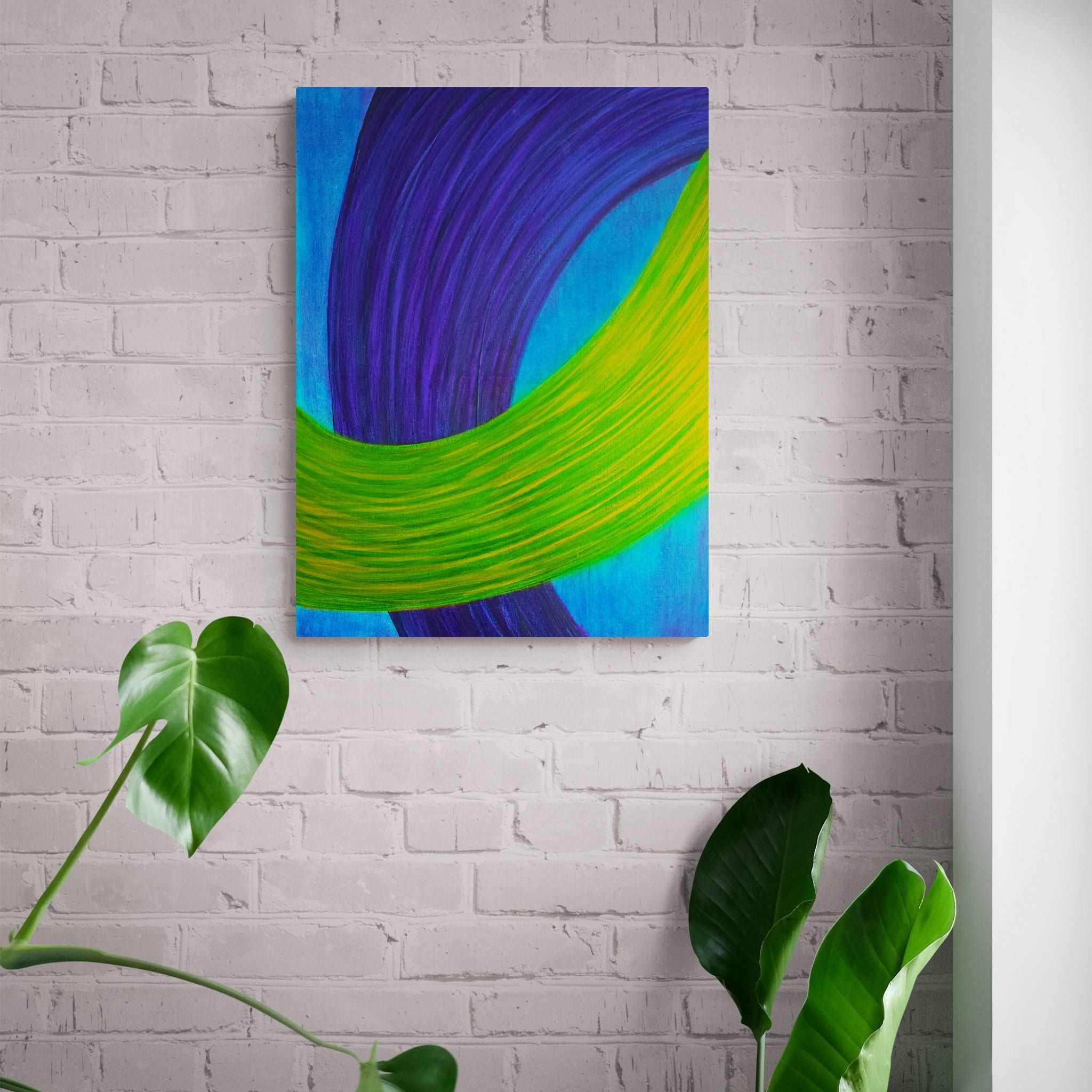 Abstract acrylic painting - "Duet of Ribbons" - Original Handmade Canvas Painting