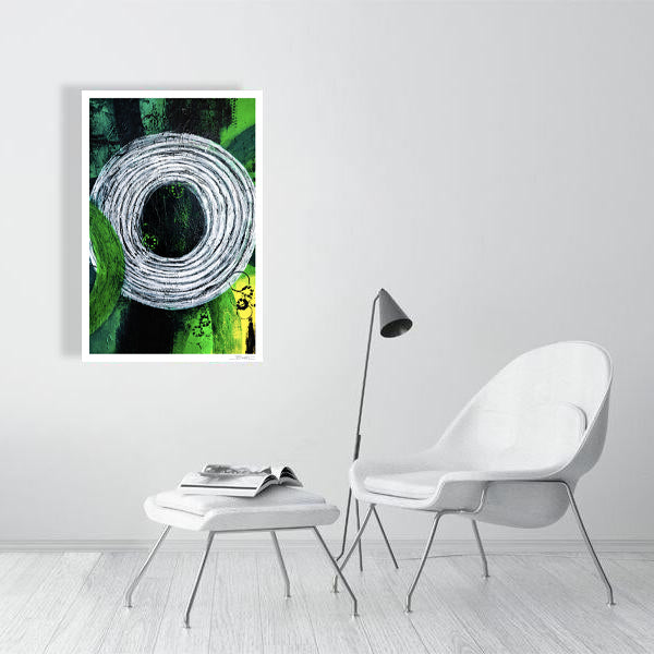Abstract acrylic painting - Rings of Distant Echoes | Abstract Vertical Art Print | Premium Wall Art for Living Room & Office