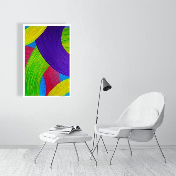 Abstract acrylic painting - Ballet of Ribbons | Abstract Vertical Art Print | Premium Wall Art for Living Room & Office