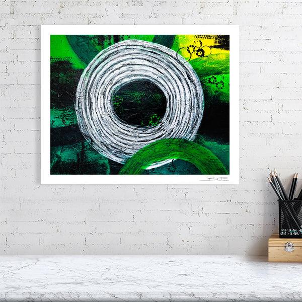 Abstract acrylic painting -  Rings of Distant Echoes | Abstract Horizontal Art Print | Premium Wall Art for Living Room & Office