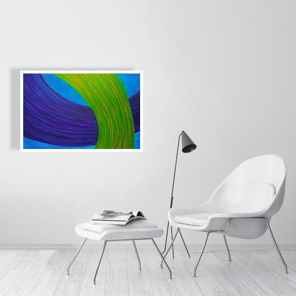 Abstract acrylic painting -  Duet of Ribbons | Abstract Horizontal Art Print | Premium Wall Art for Living Room & Office