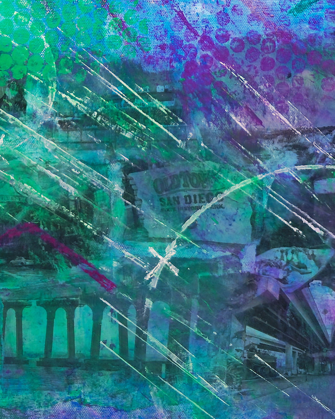 Abstract acrylic painting -  America's Finest City – Original Mixed Media Canvas Painting, 30" × 40"