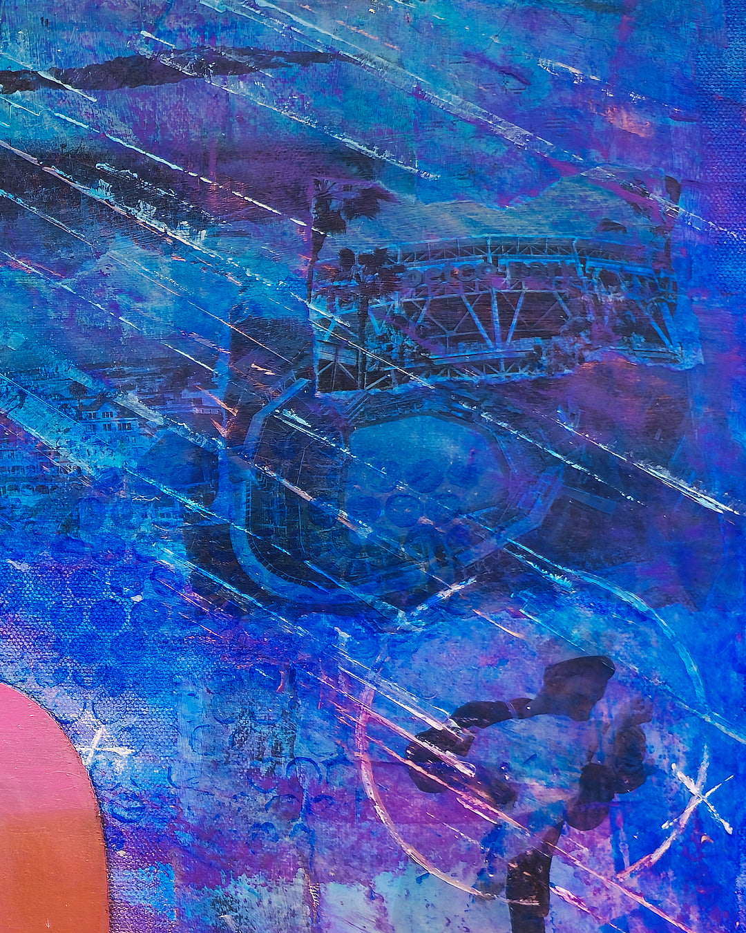 Abstract acrylic painting -  America's Finest City – Original Mixed Media Canvas Painting, 30" × 40"