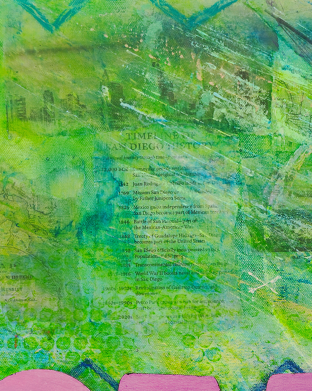 Abstract acrylic painting -  America's Finest City – Original Mixed Media Canvas Painting, 30" × 40"
