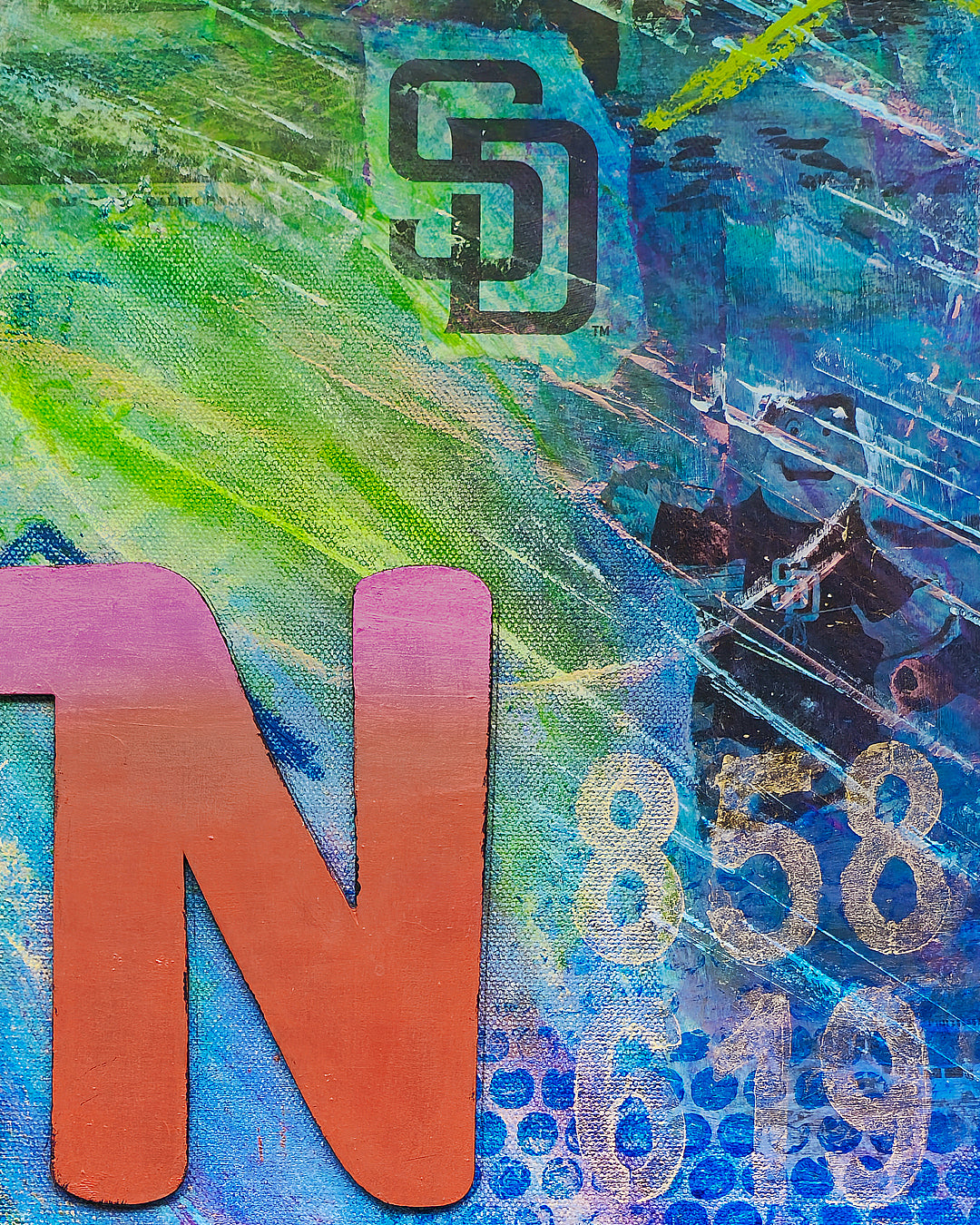 Abstract acrylic painting -  America's Finest City – Original Mixed Media Canvas Painting, 30" × 40"