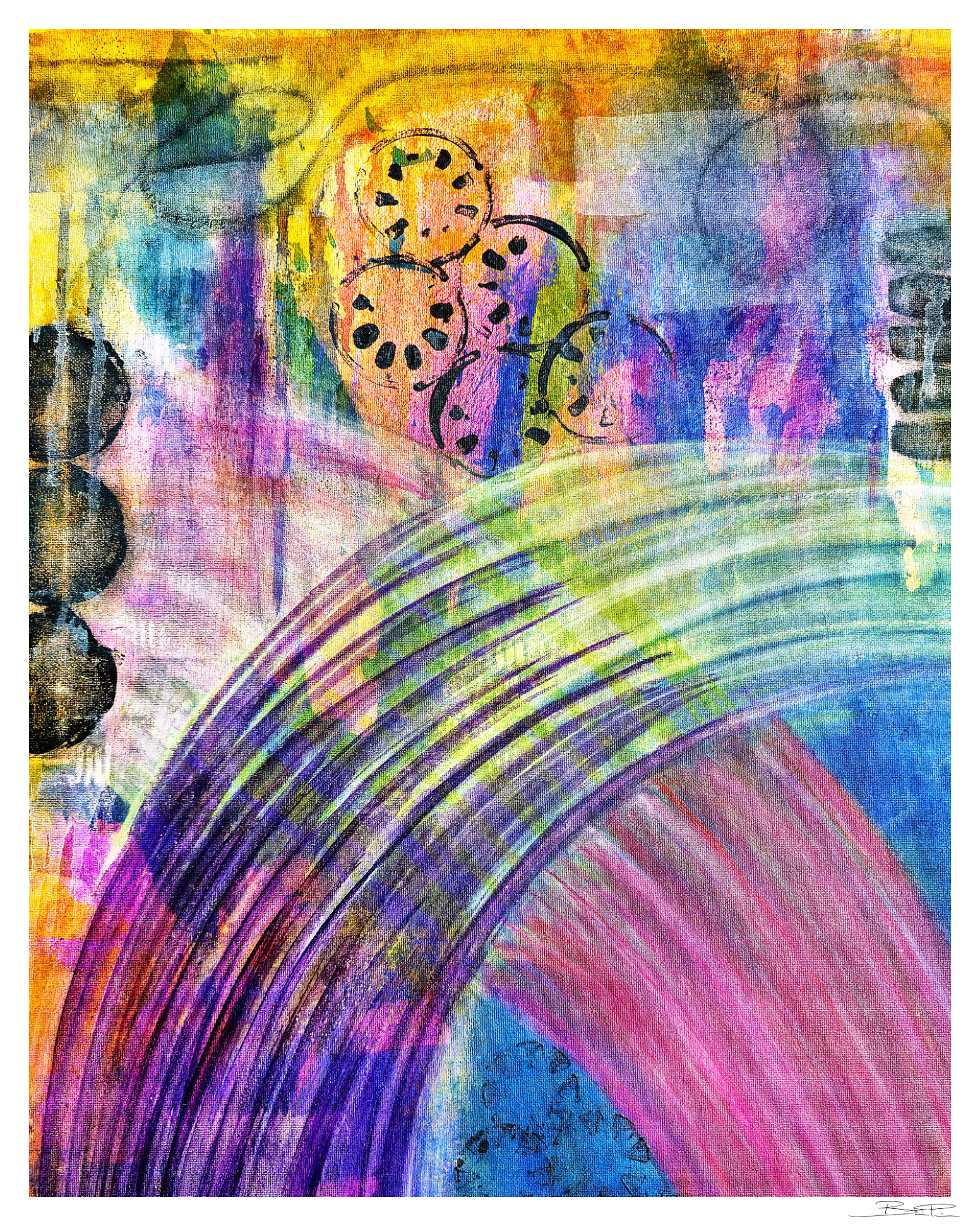Currents of Thought art print full view showing dynamic abstract composition in bold colors