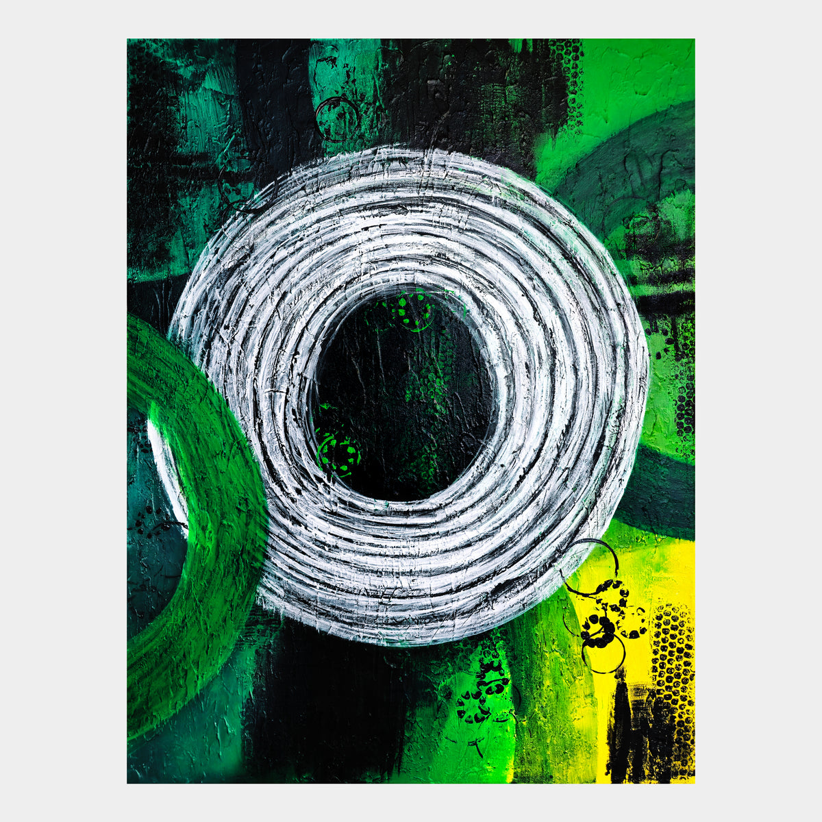 Abstract acrylic painting -  Rings of Distant Echoes – Original Acrylic Canvas Painting, 30" × 40" | Abstract Art