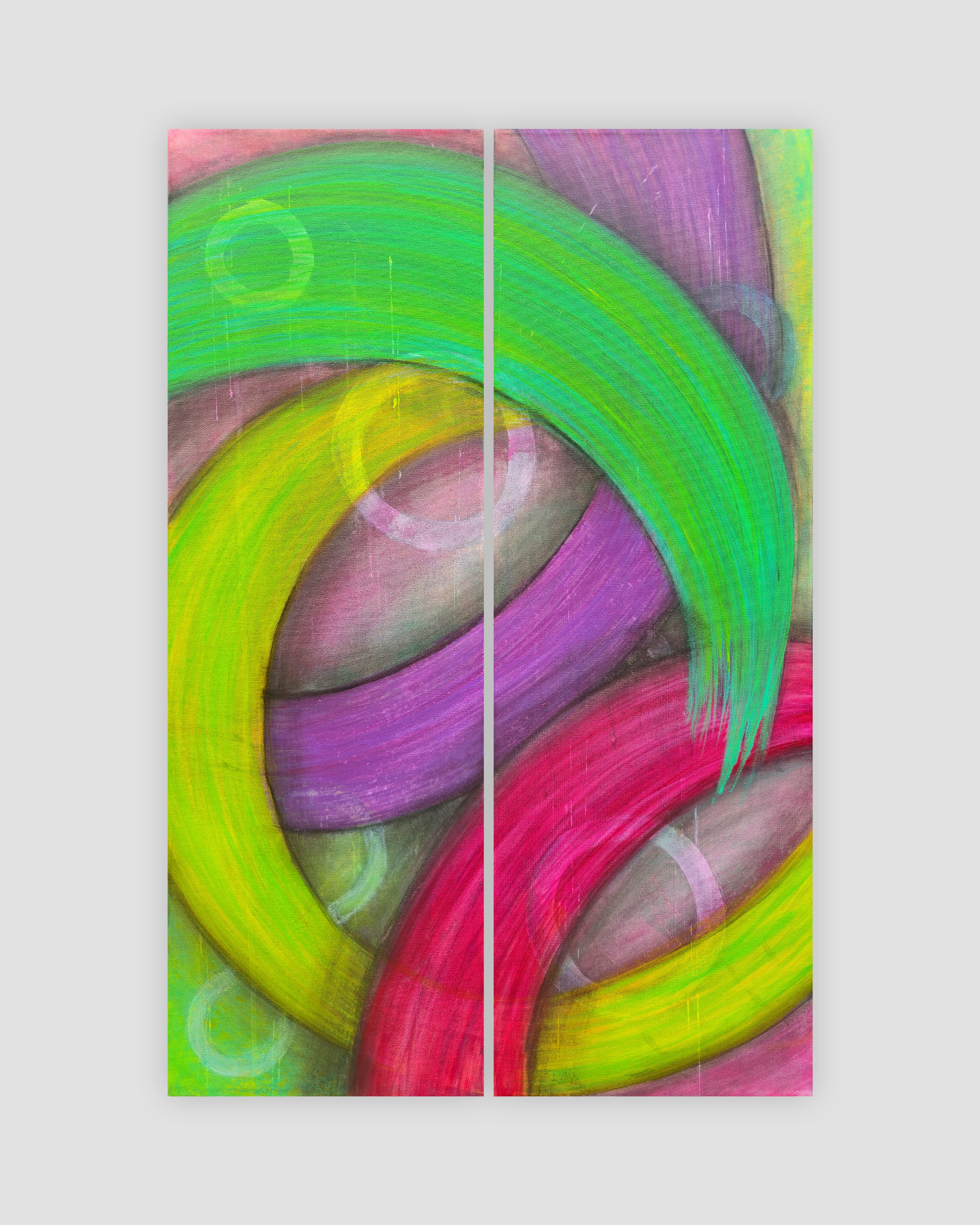 Abstract acrylic painting -  Steady the Spiral – Original Acrylic Canvas Painting, 24" × 36" Diptych