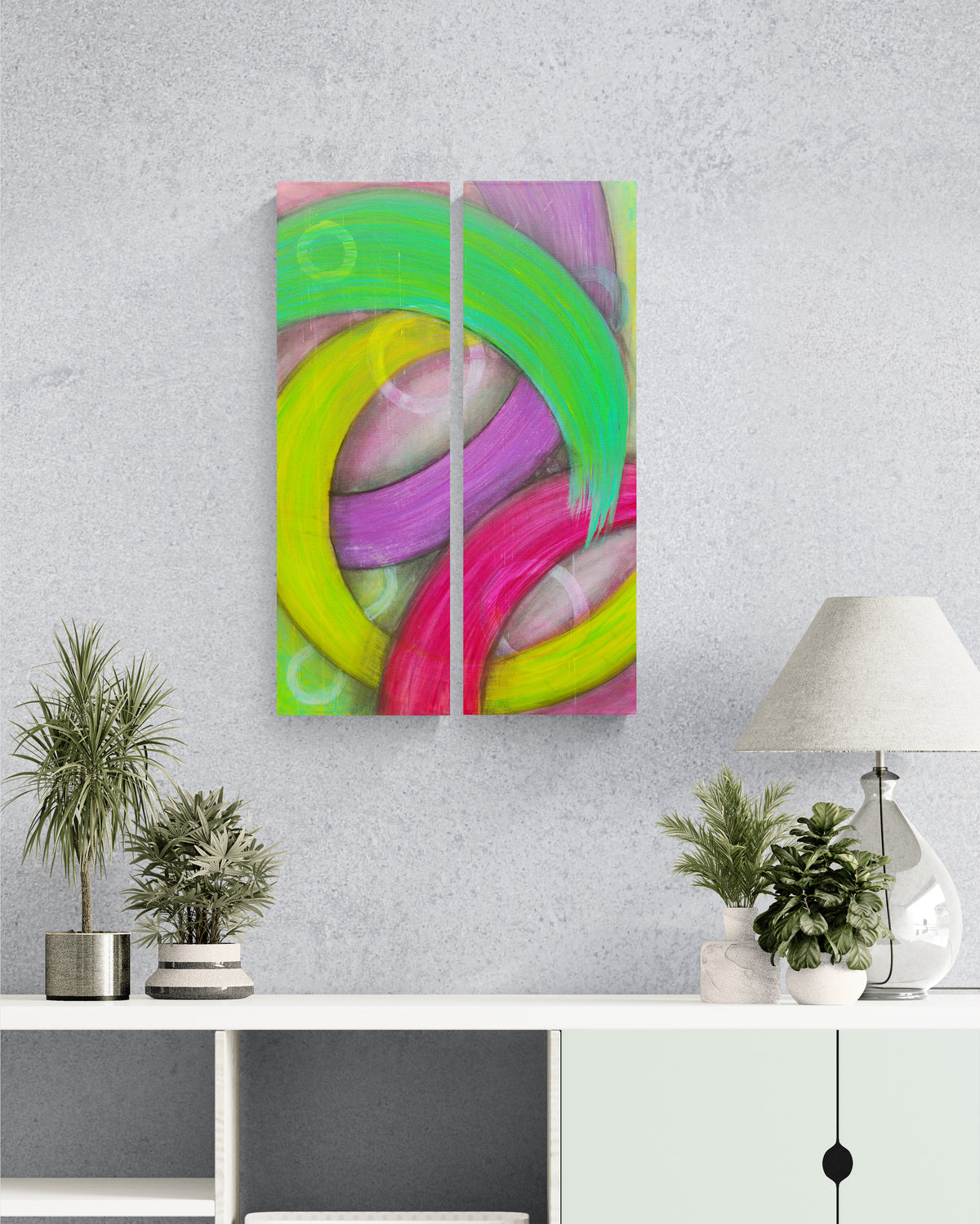 Abstract acrylic painting -  Steady the Spiral – Original Acrylic Canvas Painting, 24" × 36" Diptych