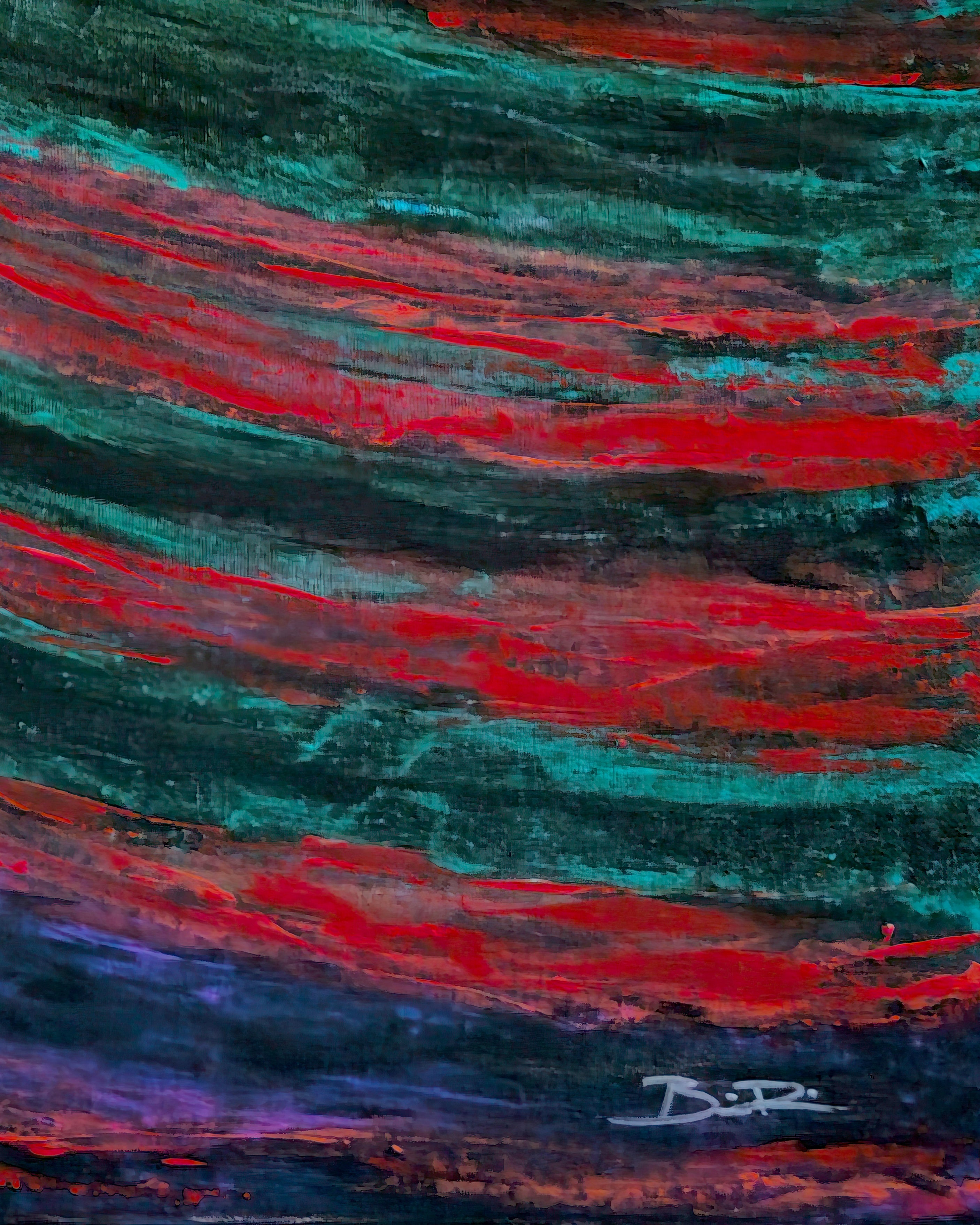 Artist signature of Brian P on Undertow original abstract canvas painting