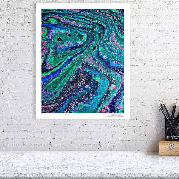 Abstract acrylic painting -  Chemical Confluence | Abstract Vertical Art Print | Premium Wall Art for Living Room & Office