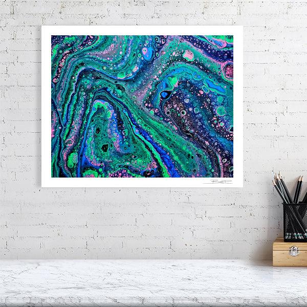 Abstract acrylic painting -  Chemical Confluence | Abstract Horizontal Art Print | Premium Wall Art for Living Room & Office