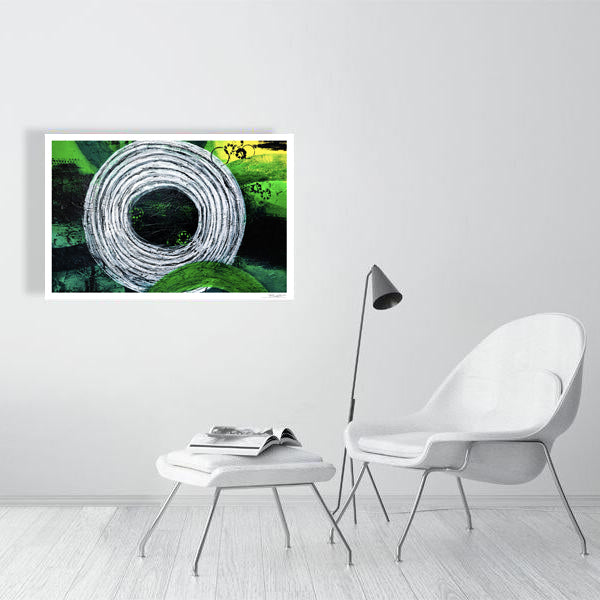 Abstract acrylic painting -  Rings of Distant Echoes | Abstract Horizontal Art Print | Premium Wall Art for Living Room & Office