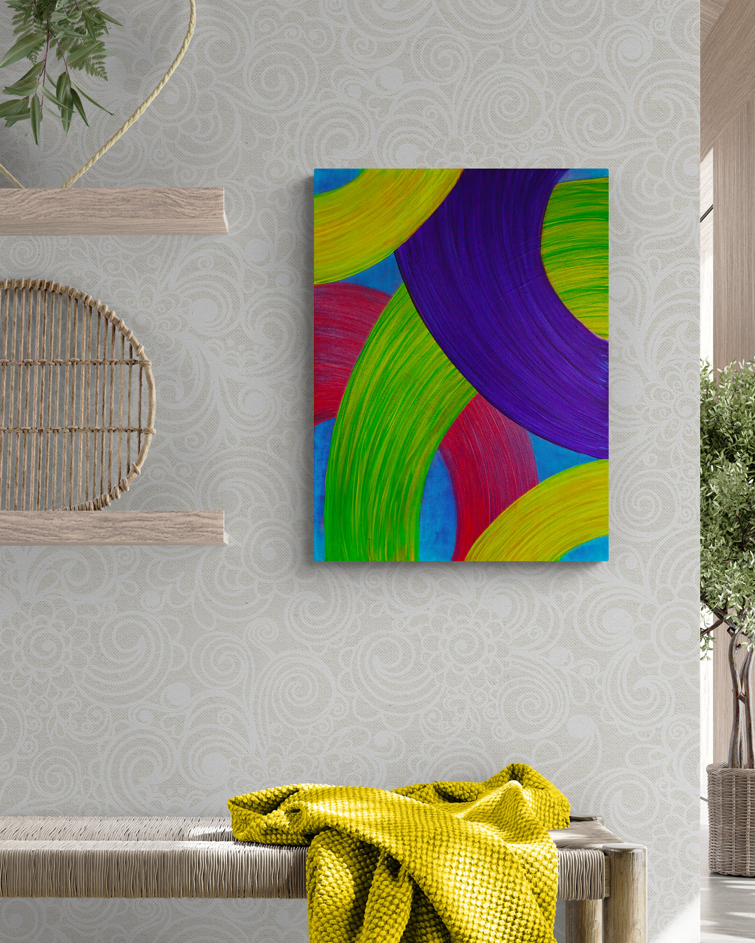Ballet of Ribbons – Original Acrylic Canvas Painting | Vibrant Abstract Art