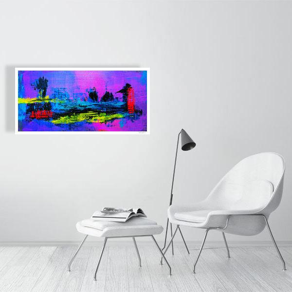 Abstract acrylic painting -  Nightscape | Abstract Horizontal Art Print | Premium Wall Art for Living Room & Office