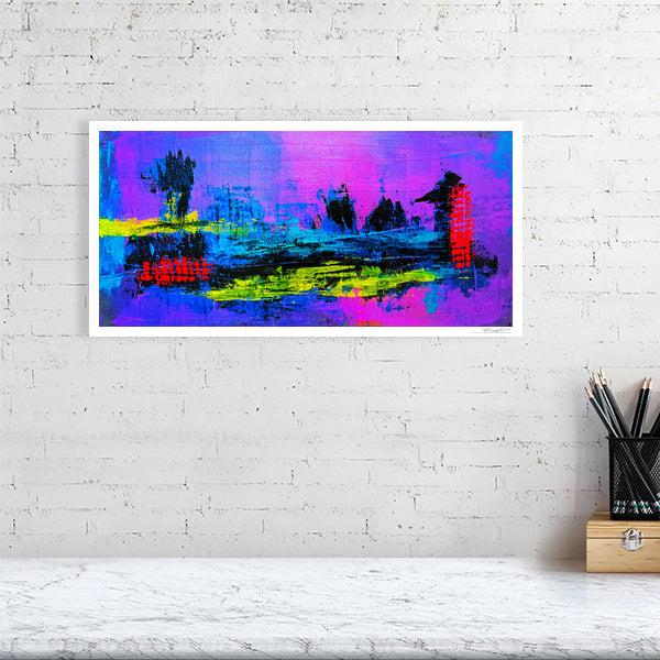 Abstract acrylic painting -  Nightscape | Abstract Horizontal Art Print | Premium Wall Art for Living Room & Office