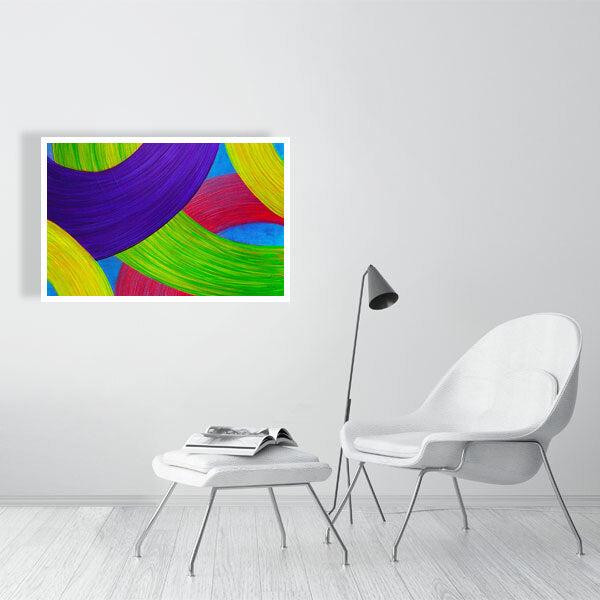 Abstract acrylic painting -  Ballet of Ribbons | Abstract Horizontal Art Print | Premium Wall Art for Living Room & Office